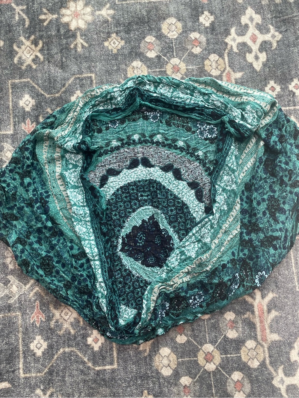 American Eagle Outfitters Teal & Dark Green Printed Lightweight Kimono Cardigan